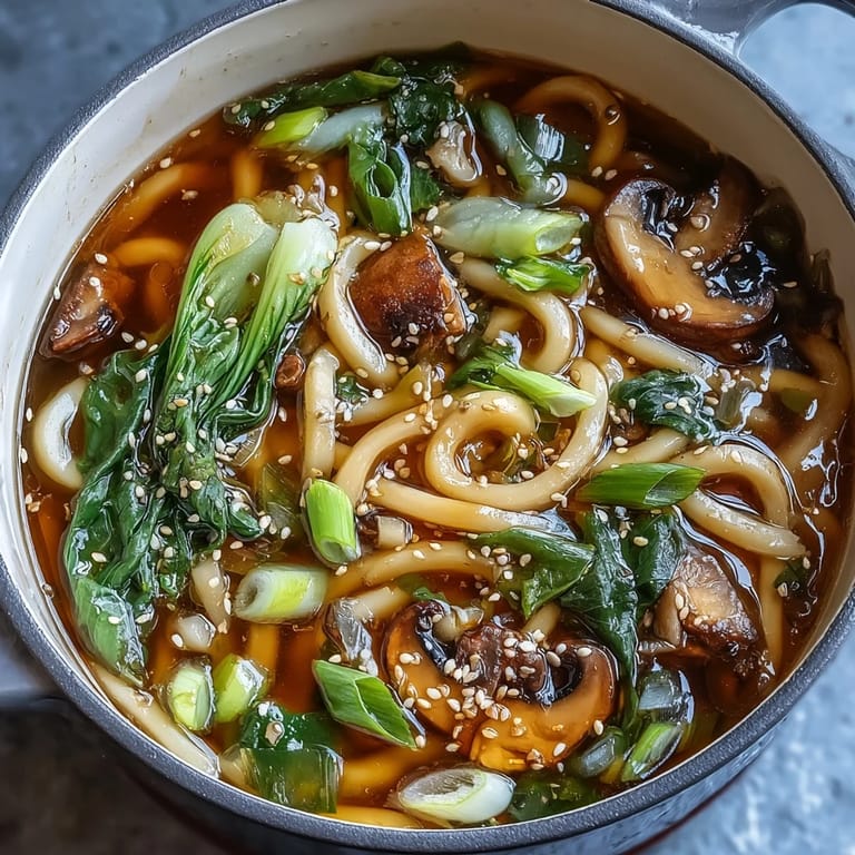 Individual hot pot bowls featuring thinly sliced beef, shrimp, and fresh greens simmering in aromatic miso-ginger broth at the table.  