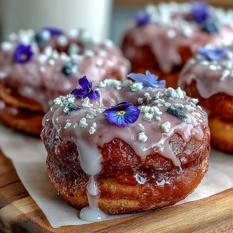 Charming mini donut tower arranged with vibrant edible flowers, perfect for baby showers or spring celebrations