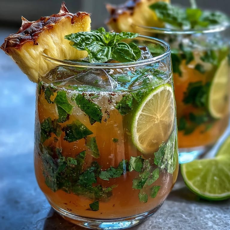 Bright and tropical pineapple basil agua fresca, featuring ripe pineapple, fresh basil, and zesty lime, perfect for warm-weather gatherings and brunches.
