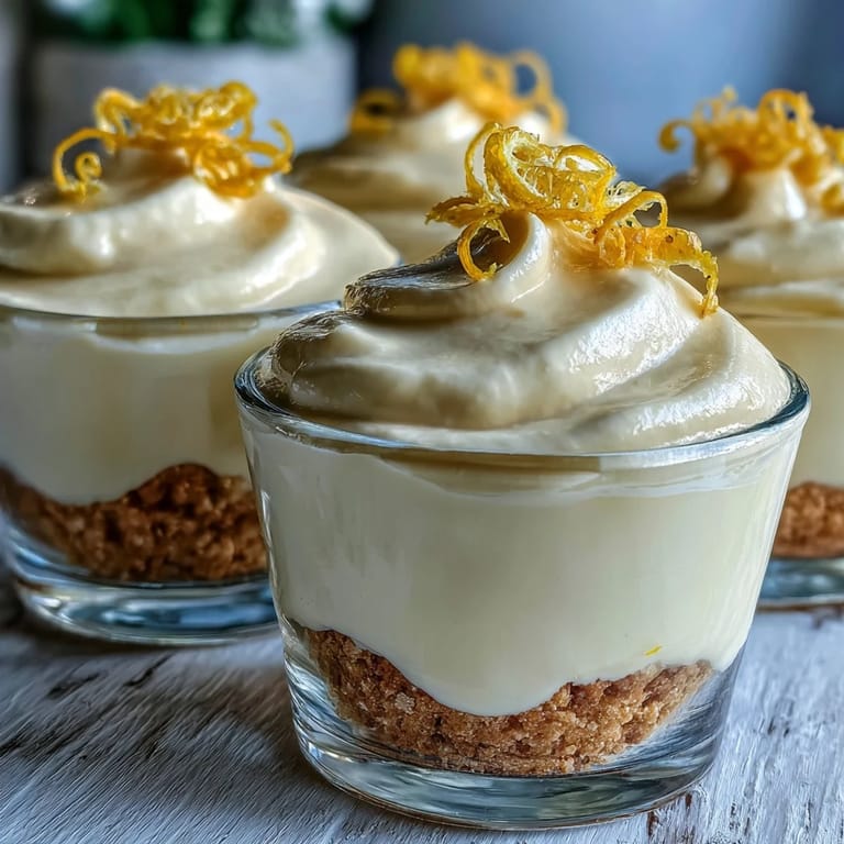 Creamy lemon mousse served in elegant cups with golden shortbread cookies, offering a perfect balance of tangy citrus and rich buttery sweetness.