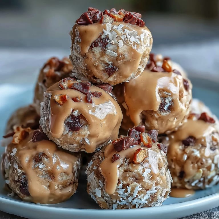 Easy no-bake oat bites packed with peanut butter, chocolate chips, and coconut, offering a satisfying sweet and nutty flavor in every bite.