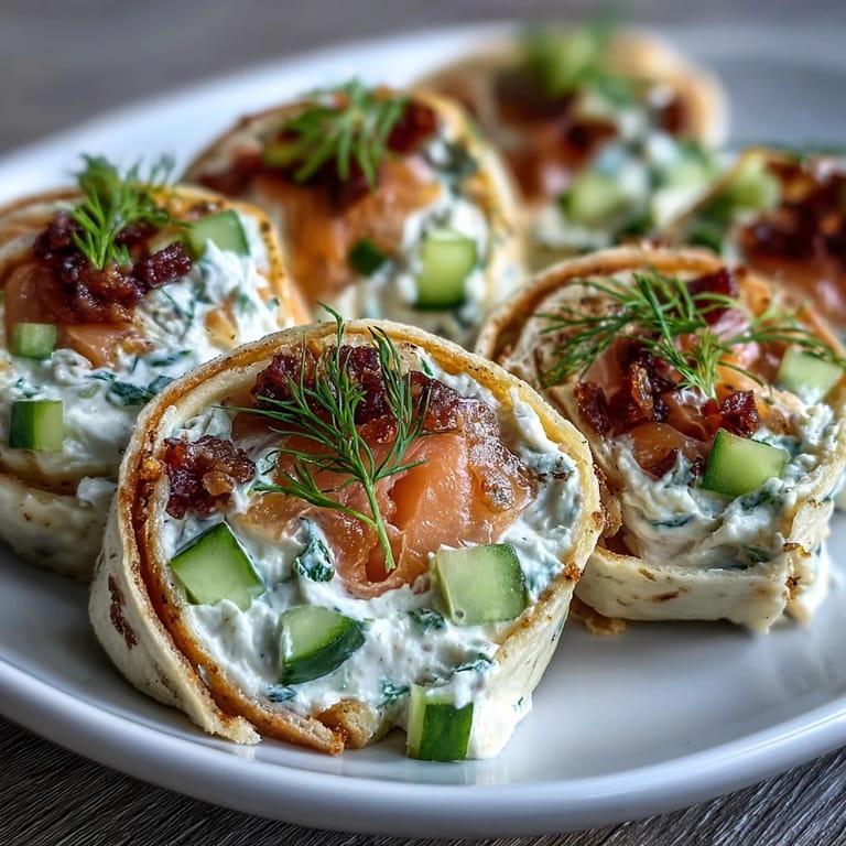 Creamy Smoked Salmon & Cucumber Cream Cheese Pinwheels: a no-cook, elegant appetizer featuring smoked salmon, fresh cucumber, and tangy dill cream cheese.