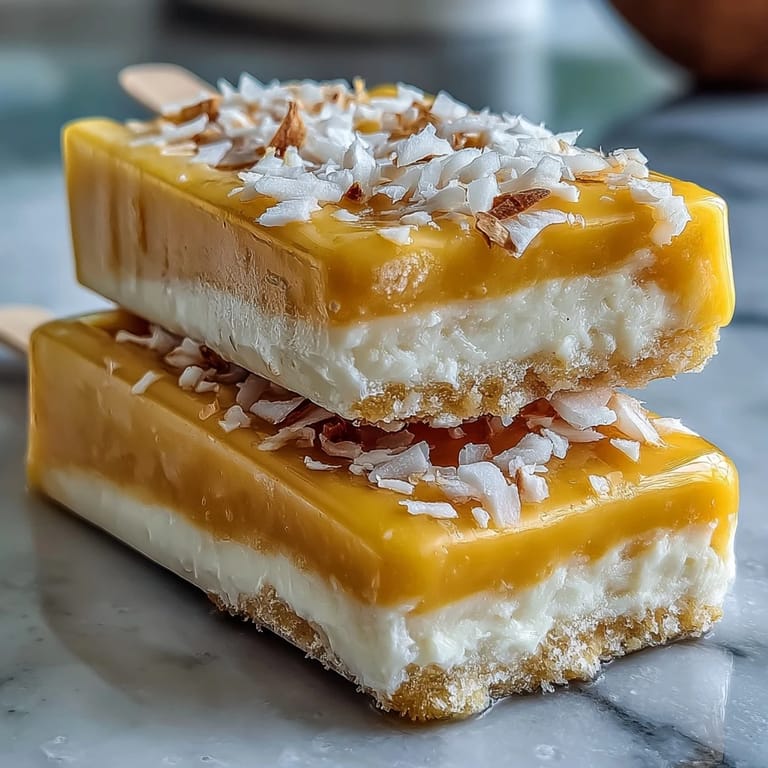 Refreshing vegan mango coconut popsicles, a perfectly sweet and easy frozen summer treat.