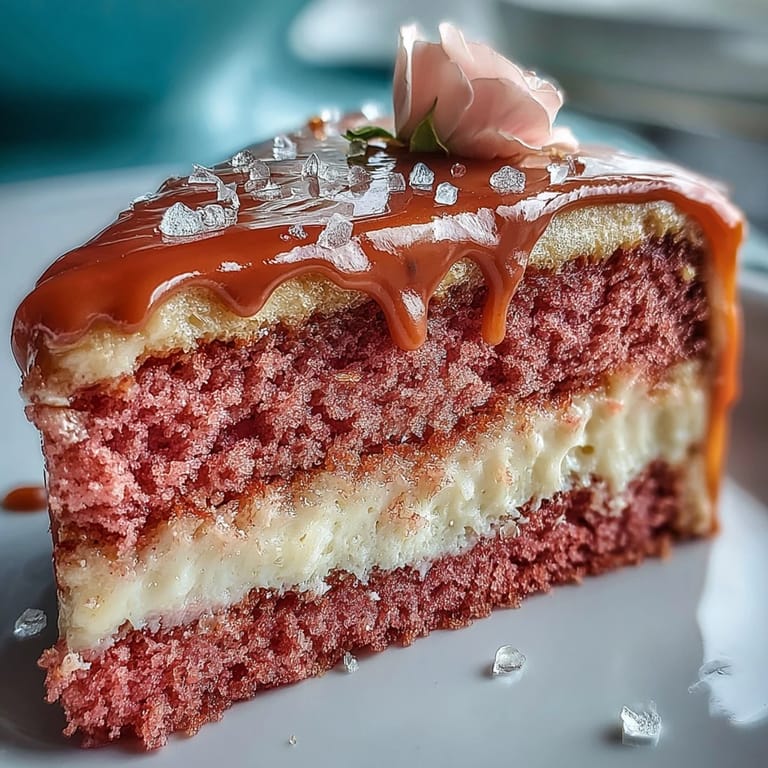 Pink velvet Bridal Shower cake, finished with a luxurious rosé-infused creamy drip.
