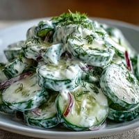 Creamy Cucumber Dill Salad with crisp cucumbers in tangy dressing, perfect for summer picnics and barbecues.